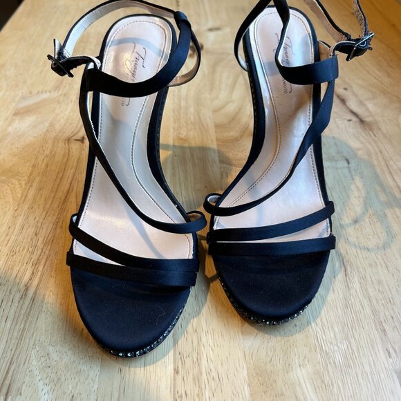 Vince Camuto Imagine Black Side Jeweled Strappy Heels Size 7.5 Chic & Sophistica - Picture 4 of 10